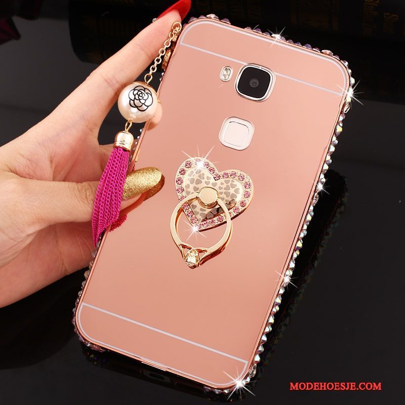 Hoesje Huawei G7 Plus Metaal Anti-fall Ring, Hoes Huawei G7 Plus Bescherming Telefoon Goud