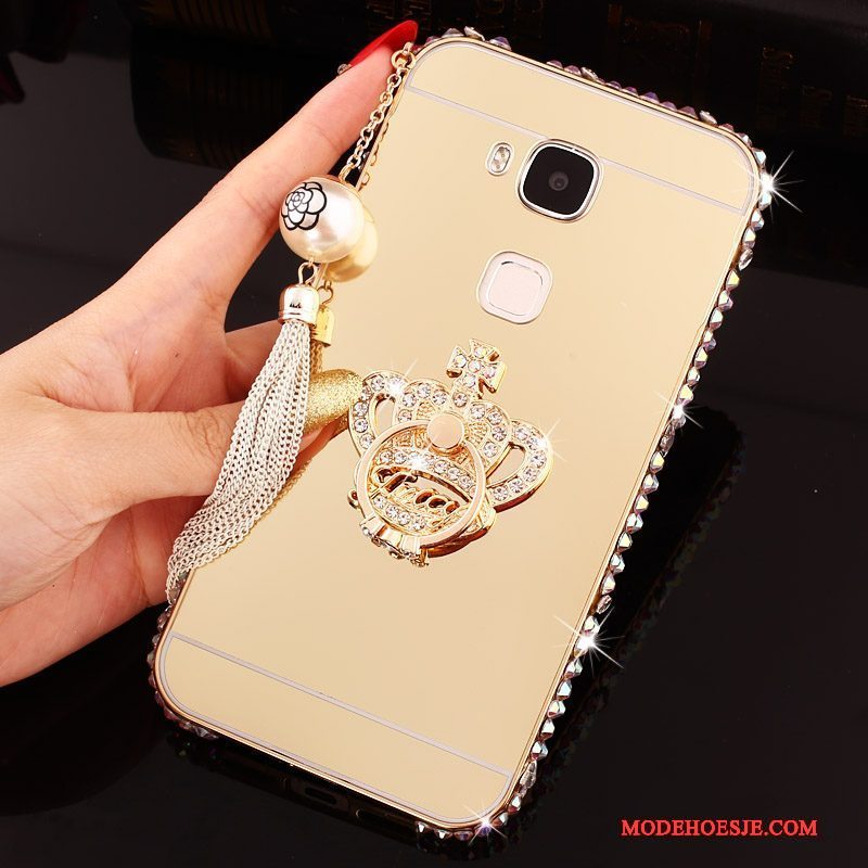 Hoesje Huawei G7 Plus Metaal Anti-fall Ring, Hoes Huawei G7 Plus Bescherming Telefoon Goud