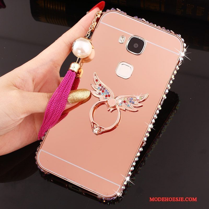 Hoesje Huawei G7 Plus Metaal Anti-fall Ring, Hoes Huawei G7 Plus Bescherming Telefoon Goud