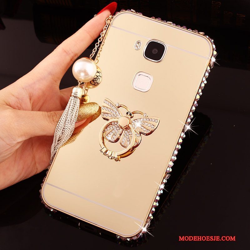 Hoesje Huawei G7 Plus Metaal Anti-fall Ring, Hoes Huawei G7 Plus Bescherming Telefoon Goud