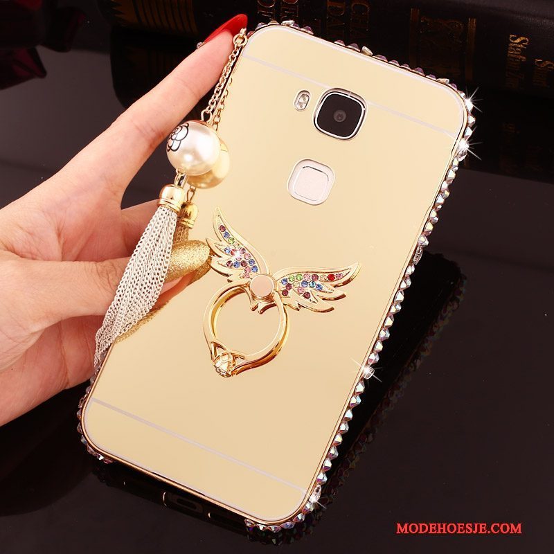 Hoesje Huawei G7 Plus Metaal Anti-fall Ring, Hoes Huawei G7 Plus Bescherming Telefoon Goud