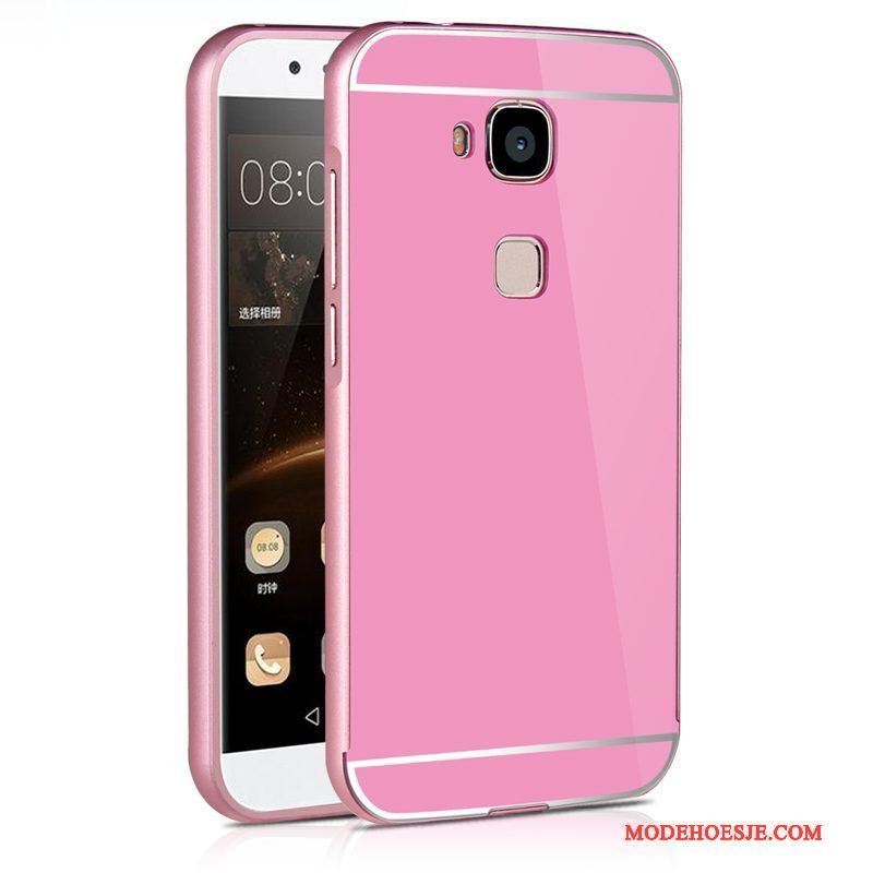 Hoesje Huawei G7 Plus Metaal Hard Roze, Hoes Huawei G7 Plus Bescherming Dun Achterklep