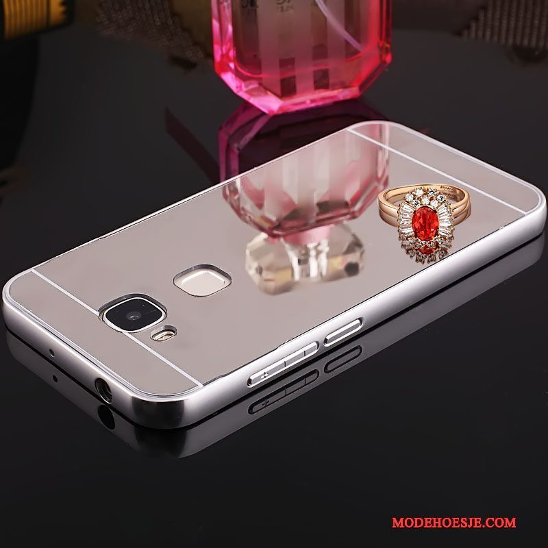 Hoesje Huawei G7 Plus Metaal Kristaltelefoon, Hoes Huawei G7 Plus Bescherming Spiegel Roze