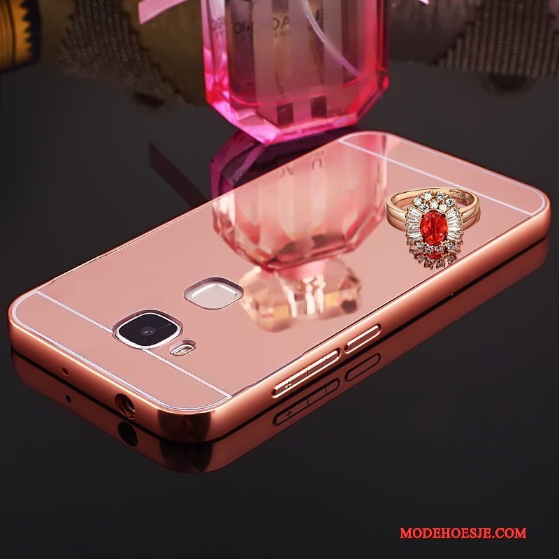 Hoesje Huawei G7 Plus Metaal Kristaltelefoon, Hoes Huawei G7 Plus Bescherming Spiegel Roze