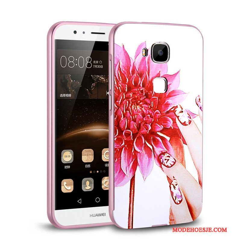 Hoesje Huawei G7 Plus Metaal Omlijsting Rood, Hoes Huawei G7 Plus Bescherming Telefoon Dun