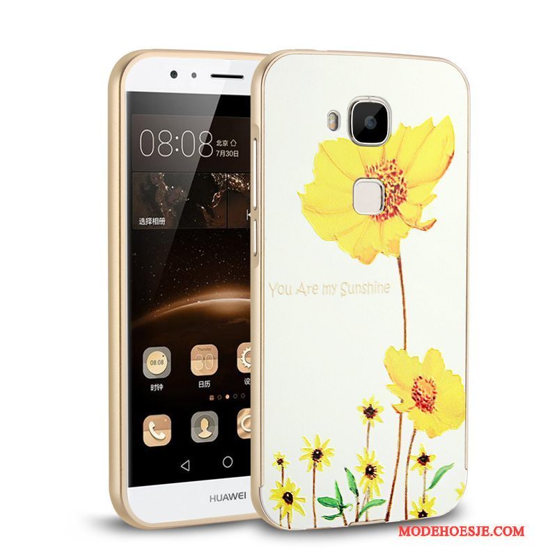 Hoesje Huawei G7 Plus Metaal Omlijsting Rood, Hoes Huawei G7 Plus Bescherming Telefoon Dun