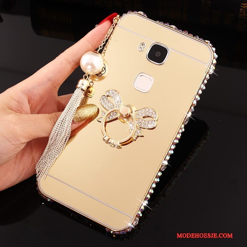 Hoesje Huawei G7 Plus Metaal Omlijstingtelefoon, Hoes Huawei G7 Plus Bescherming Goud