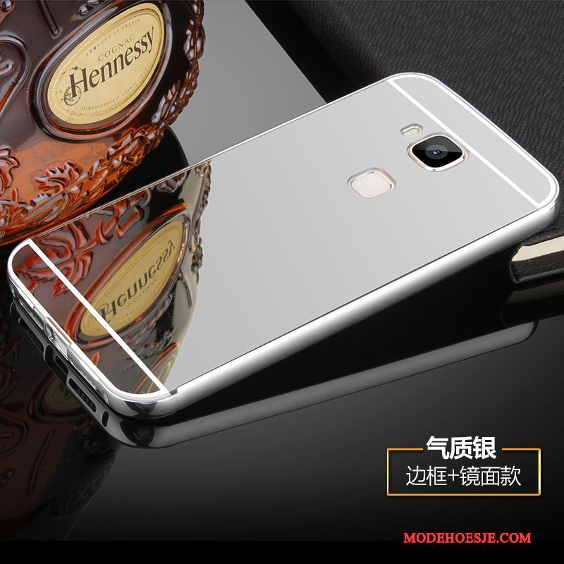 Hoesje Huawei G7 Plus Metaal Telefoon Omlijsting, Hoes Huawei G7 Plus Bescherming Roze Anti-fall