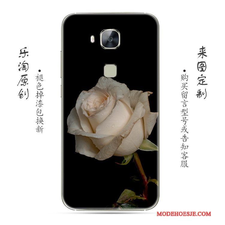 Hoesje Huawei G7 Plus Scheppend Telefoon Roze, Hoes Huawei G7 Plus Zacht Bloemen Doorzichtig