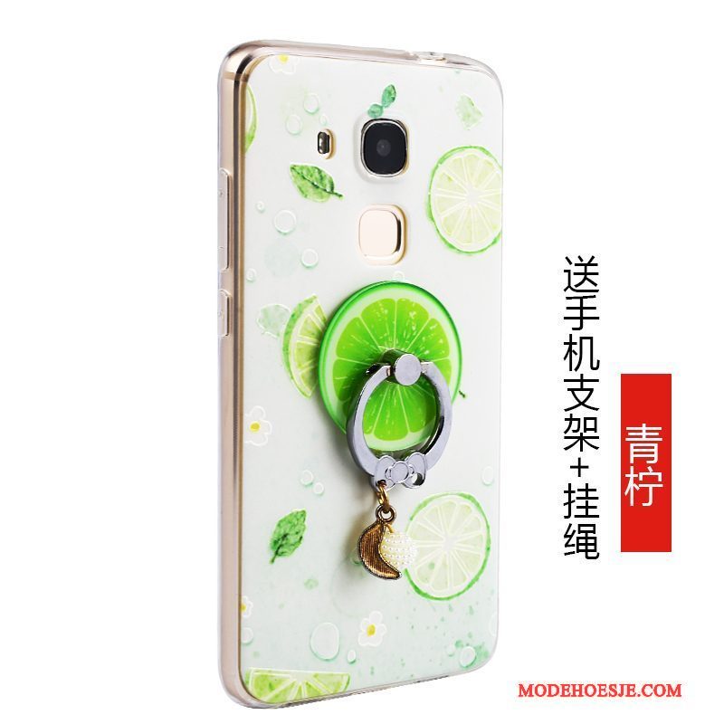 Hoesje Huawei G7 Plus Siliconen Anti-falltelefoon, Hoes Huawei G7 Plus Zakken Groen Licht