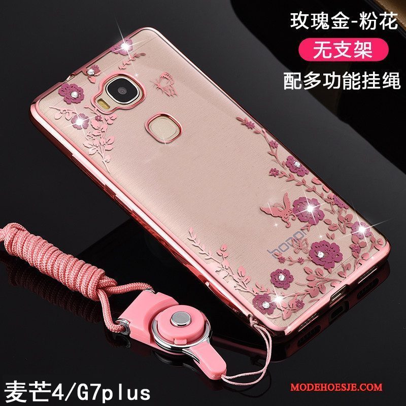 Hoesje Huawei G7 Plus Siliconen Hanger Roze, Hoes Huawei G7 Plus Bescherming Doorzichtig Trend