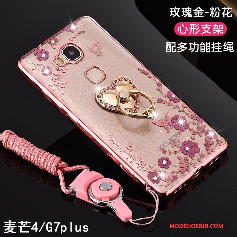 Hoesje Huawei G7 Plus Siliconen Hanger Roze, Hoes Huawei G7 Plus Bescherming Doorzichtig Trend