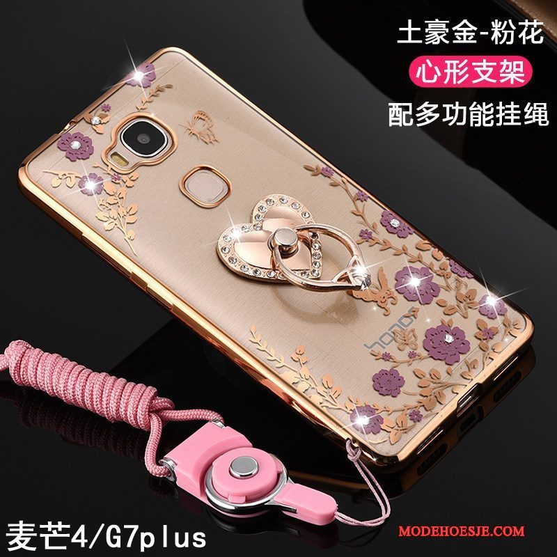 Hoesje Huawei G7 Plus Siliconen Hanger Roze, Hoes Huawei G7 Plus Bescherming Doorzichtig Trend