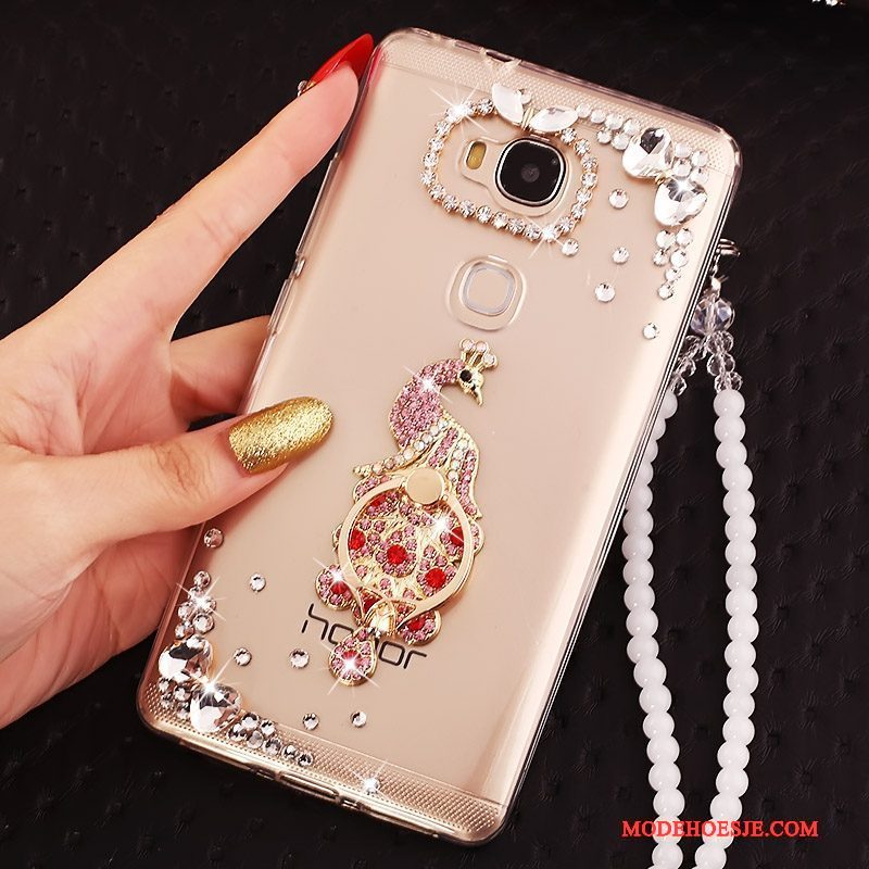 Hoesje Huawei G7 Plus Siliconen Ringtelefoon, Hoes Huawei G7 Plus Scheppend Anti-fall Goud