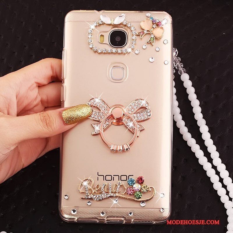 Hoesje Huawei G7 Plus Siliconen Ringtelefoon, Hoes Huawei G7 Plus Scheppend Anti-fall Goud