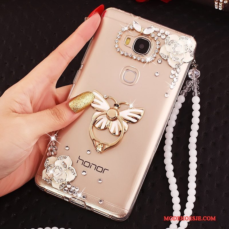 Hoesje Huawei G7 Plus Siliconen Ringtelefoon, Hoes Huawei G7 Plus Scheppend Anti-fall Goud