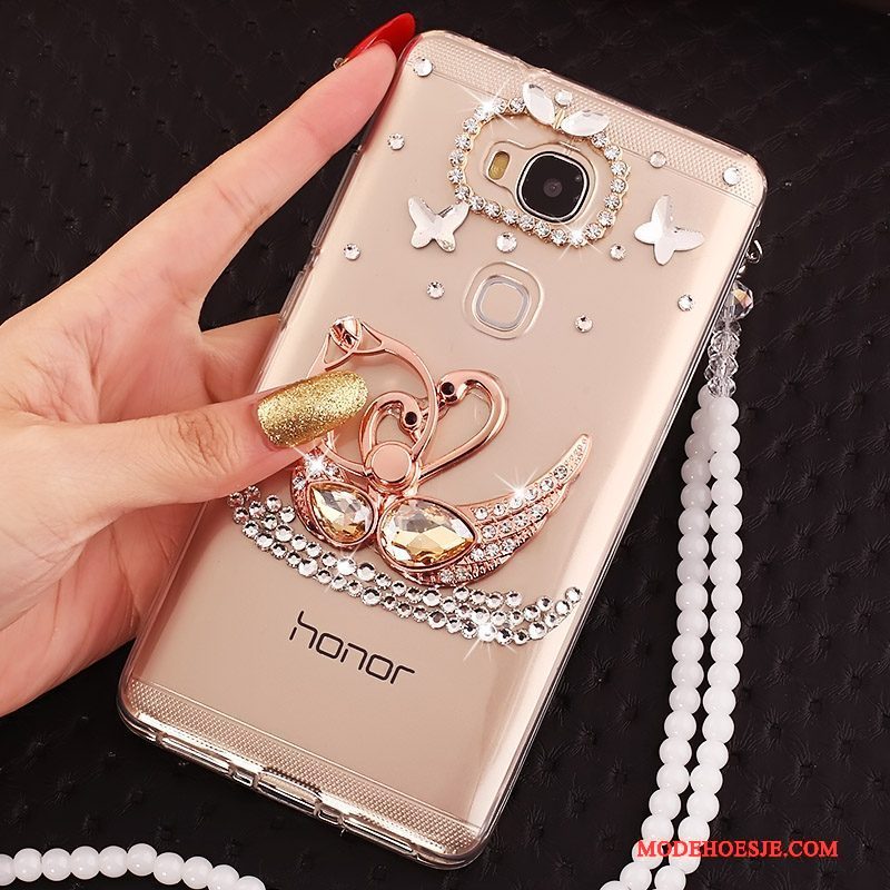 Hoesje Huawei G7 Plus Siliconen Ringtelefoon, Hoes Huawei G7 Plus Scheppend Anti-fall Goud