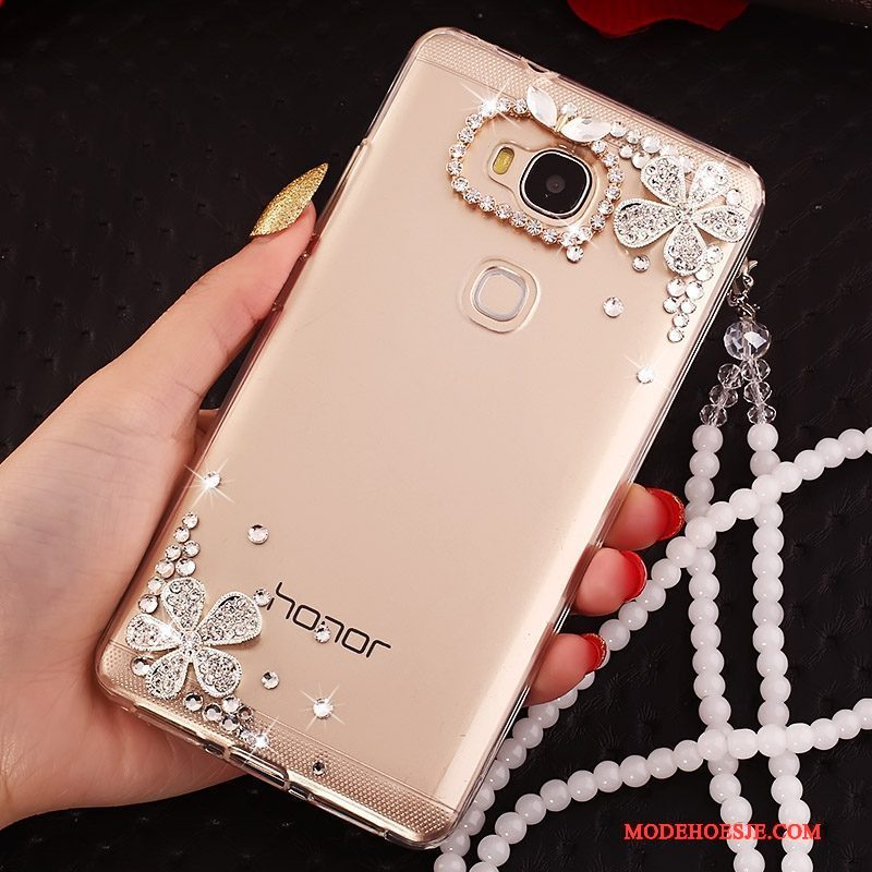 Hoesje Huawei G7 Plus Siliconen Ringtelefoon, Hoes Huawei G7 Plus Scheppend Anti-fall Goud