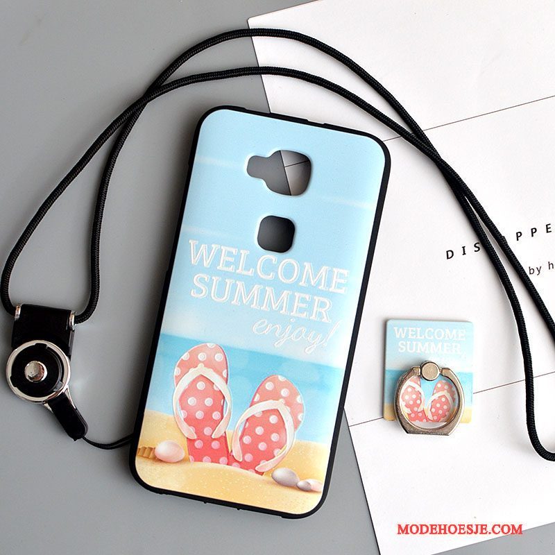 Hoesje Huawei G7 Plus Siliconen Roze Mooie, Hoes Huawei G7 Plus Spotprent Anti-fall Hanger