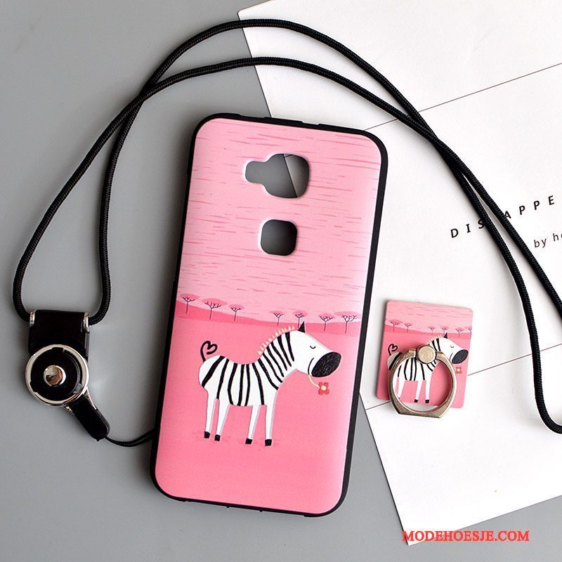 Hoesje Huawei G7 Plus Siliconen Roze Mooie, Hoes Huawei G7 Plus Spotprent Anti-fall Hanger