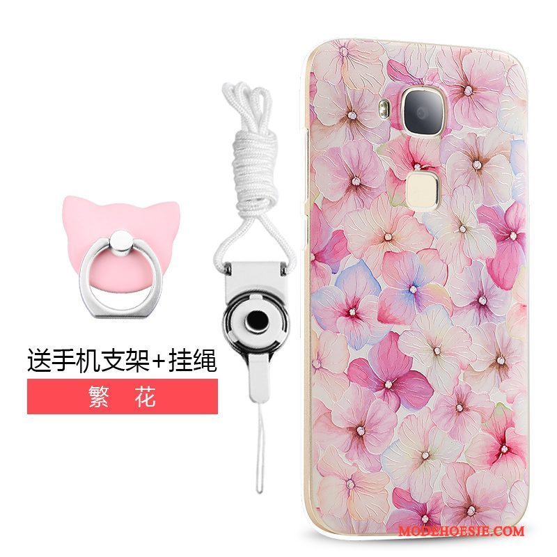 Hoesje Huawei G7 Plus Spotprent Telefoon Trend, Hoes Huawei G7 Plus Zacht Roze Hanger