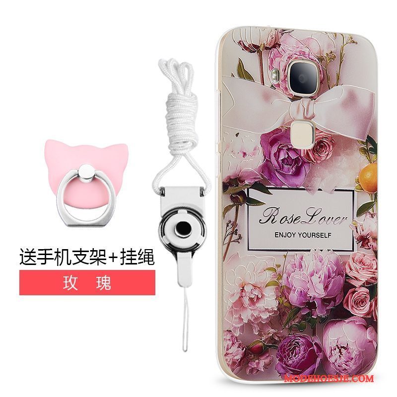 Hoesje Huawei G7 Plus Spotprent Telefoon Trend, Hoes Huawei G7 Plus Zacht Roze Hanger