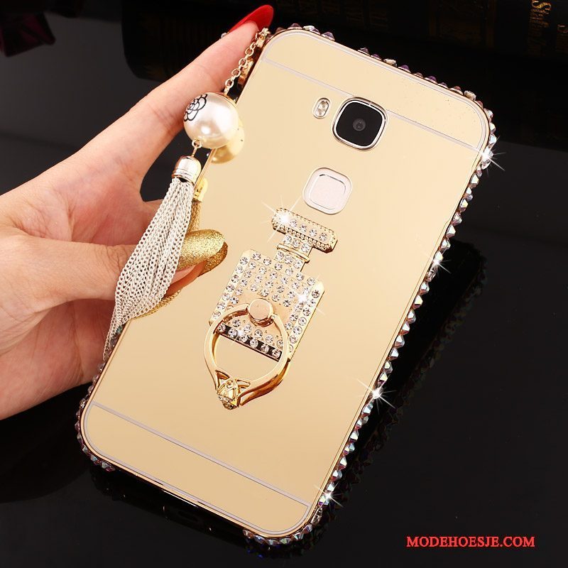 Hoesje Huawei G7 Plus Strass Hardtelefoon, Hoes Huawei G7 Plus Bescherming Zilver Omlijsting