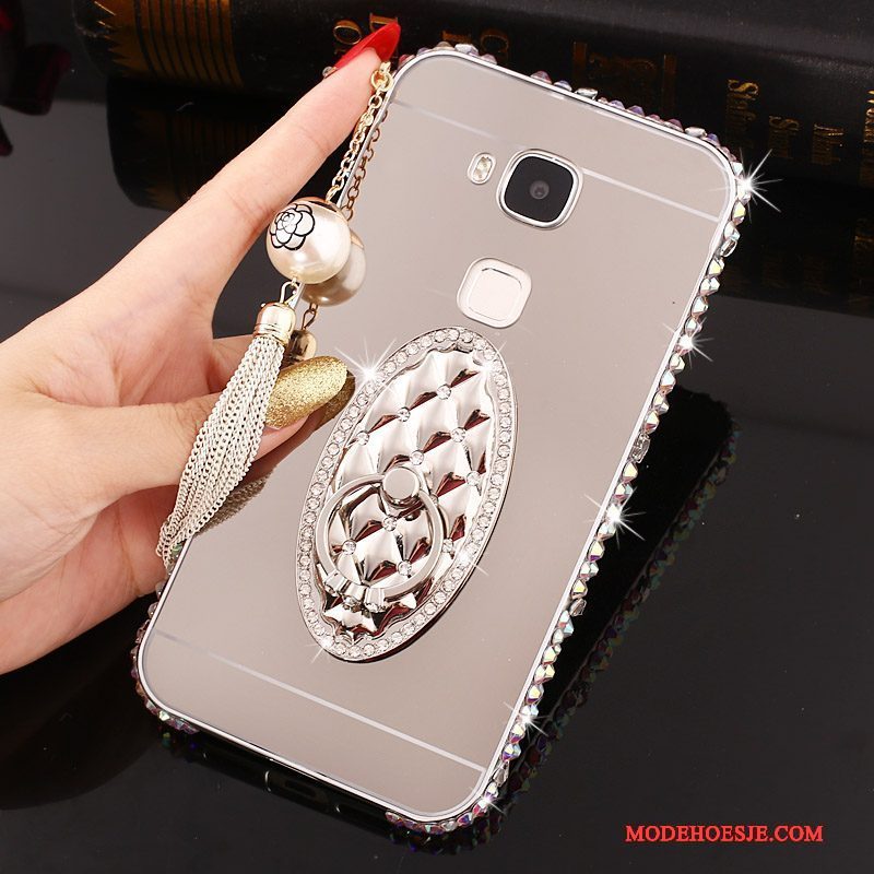 Hoesje Huawei G7 Plus Strass Hardtelefoon, Hoes Huawei G7 Plus Bescherming Zilver Omlijsting