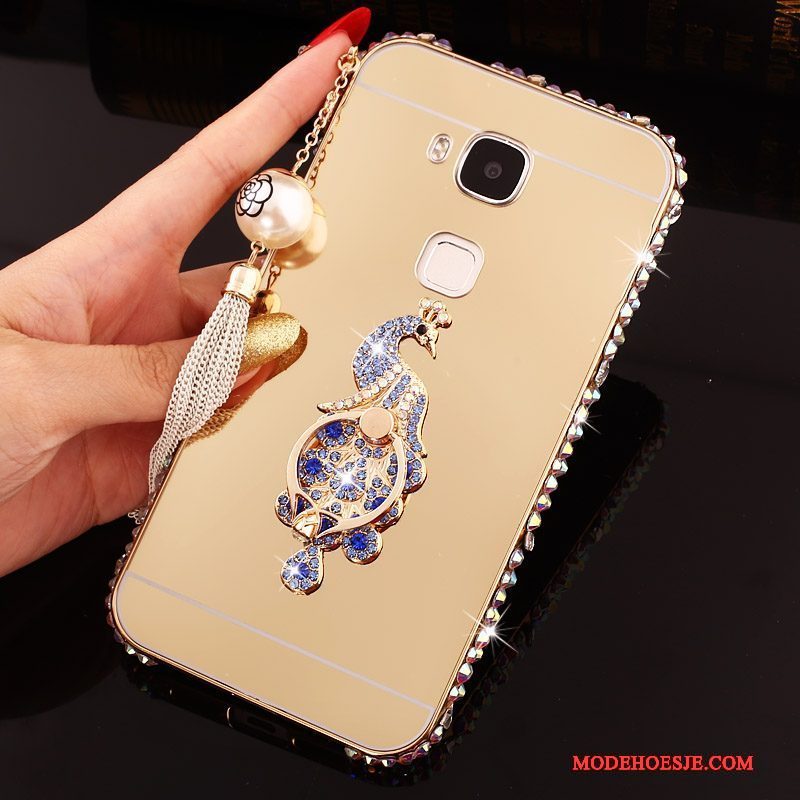 Hoesje Huawei G7 Plus Strass Hardtelefoon, Hoes Huawei G7 Plus Bescherming Zilver Omlijsting