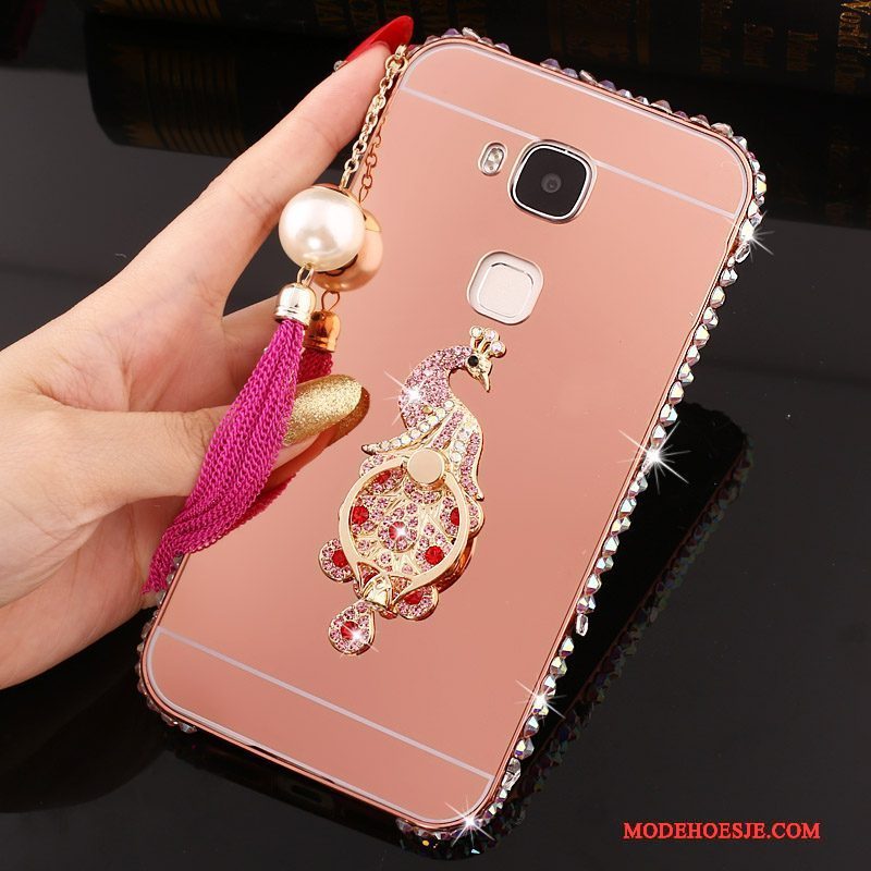 Hoesje Huawei G7 Plus Strass Hardtelefoon, Hoes Huawei G7 Plus Bescherming Zilver Omlijsting