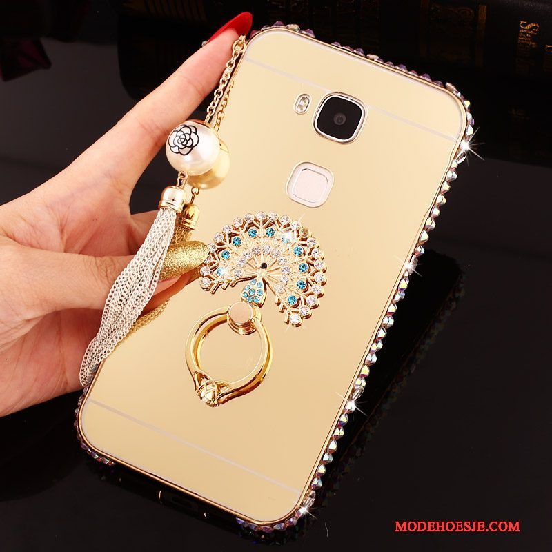 Hoesje Huawei G7 Plus Strass Hardtelefoon, Hoes Huawei G7 Plus Bescherming Zilver Omlijsting