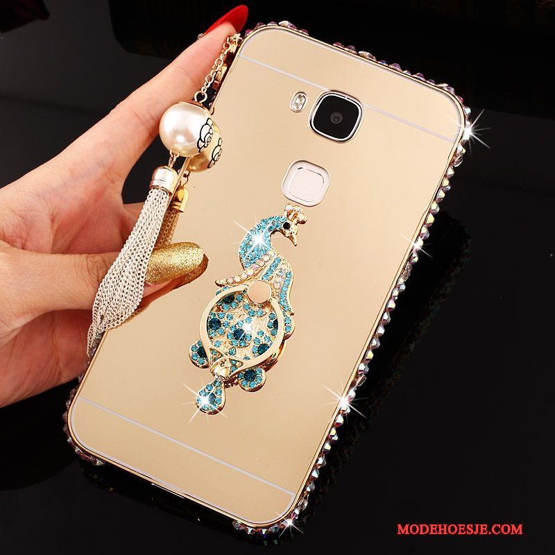 Hoesje Huawei G7 Plus Strass Hardtelefoon, Hoes Huawei G7 Plus Bescherming Zilver Omlijsting