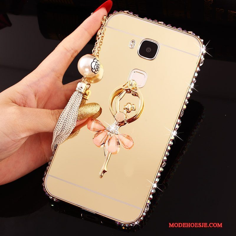 Hoesje Huawei G7 Plus Strass Hardtelefoon, Hoes Huawei G7 Plus Bescherming Zilver Omlijsting