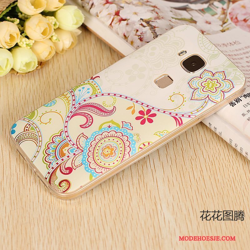 Hoesje Huawei G7 Plus Zacht Dun Omlijsting, Hoes Huawei G7 Plus Bescherming Roze Licht