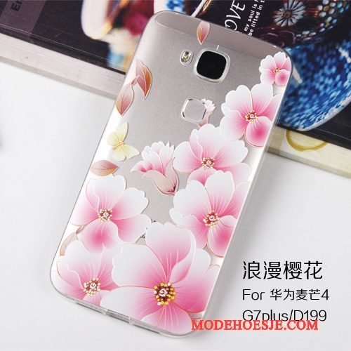 Hoesje Huawei G7 Plus Zakken Telefoon Doorzichtig, Hoes Huawei G7 Plus Reliëf Blauw