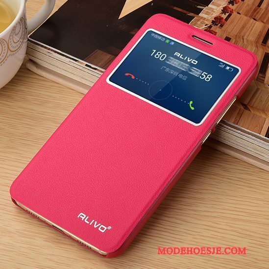 Hoesje Huawei G9 Plus Folio Telefoon Roze, Hoes Huawei G9 Plus Leer Anti-fall