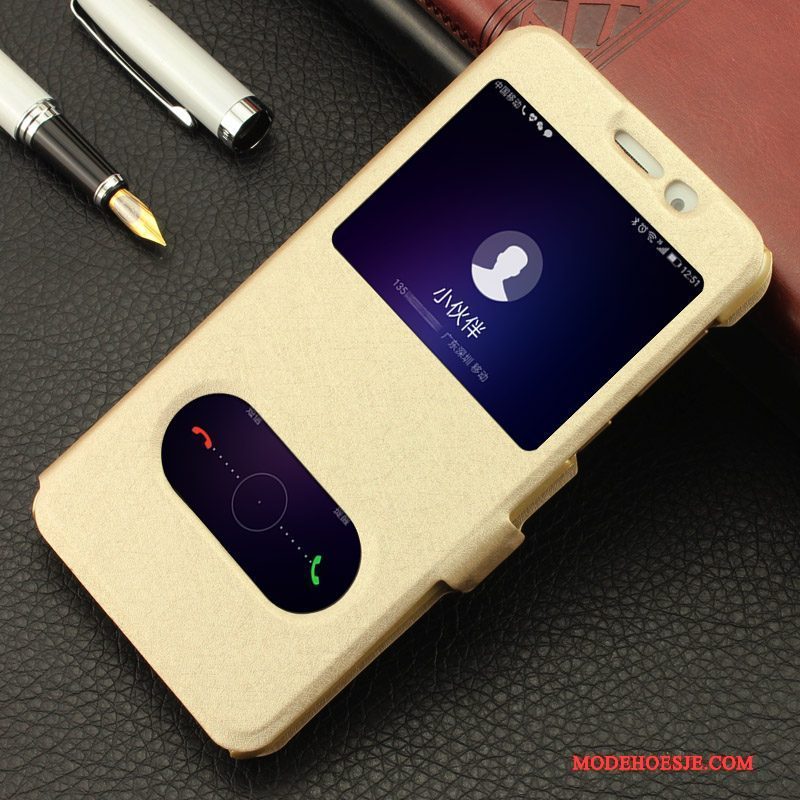 Hoesje Huawei G9 Plus Leer Telefoon Goud, Hoes Huawei G9 Plus Zakken