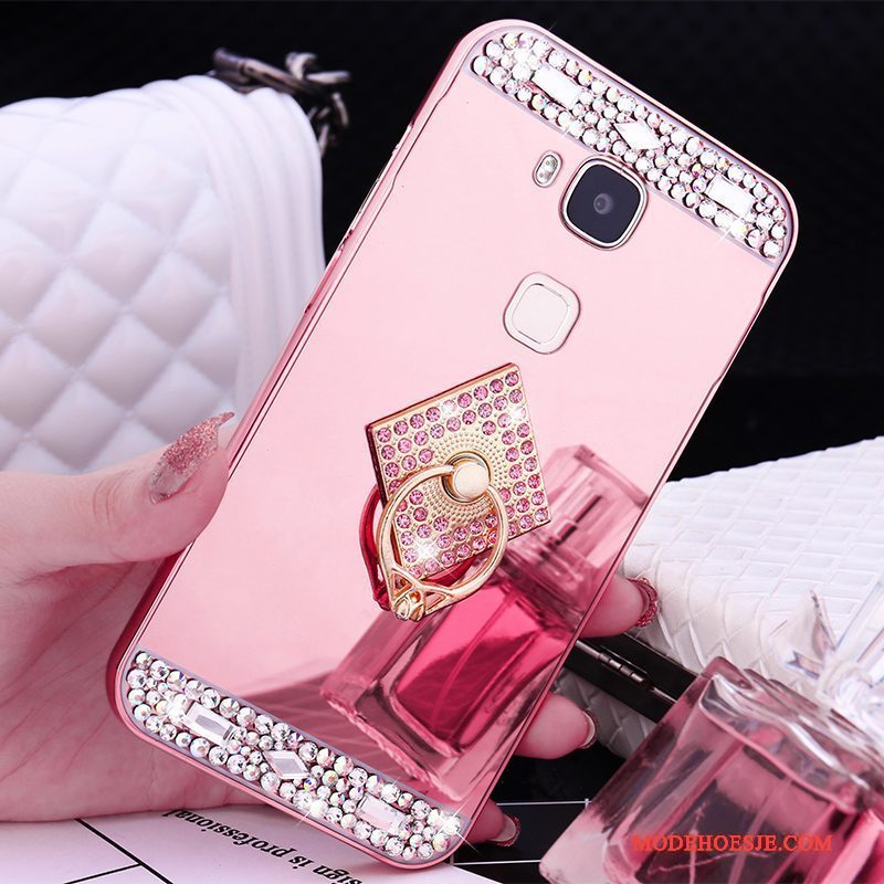 Hoesje Huawei G9 Plus Metaal Rose Goud Omlijsting, Hoes Huawei G9 Plus