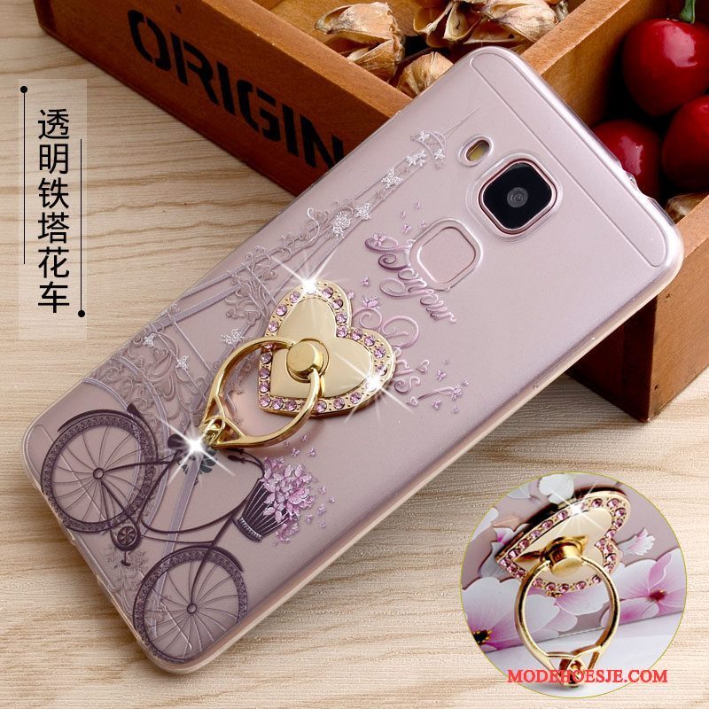 Hoesje Huawei G9 Plus Reliëf Geel Ring, Hoes Huawei G9 Plus Ondersteuning Telefoon Doorzichtig