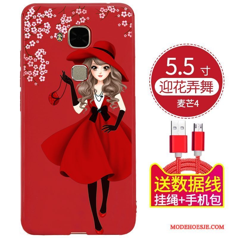 Hoesje Huawei G9 Plus Scheppend Zwarttelefoon, Hoes Huawei G9 Plus Zakken Persoonlijk Rood