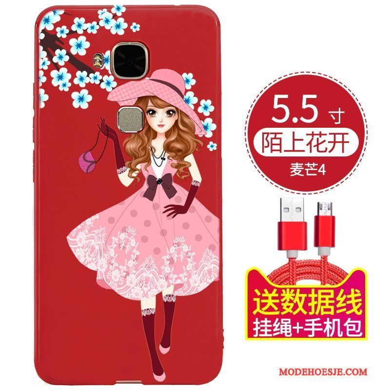 Hoesje Huawei G9 Plus Scheppend Zwarttelefoon, Hoes Huawei G9 Plus Zakken Persoonlijk Rood