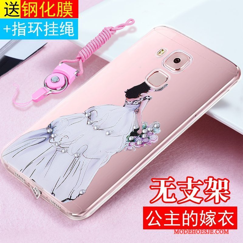 Hoesje Huawei G9 Plus Siliconen Roze Hanger, Hoes Huawei G9 Plus Zakken Anti-falltelefoon