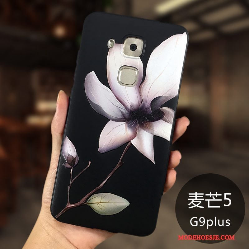 Hoesje Huawei G9 Plus Siliconen Schrobben Dun, Hoes Huawei G9 Plus Bescherming Zwarttelefoon