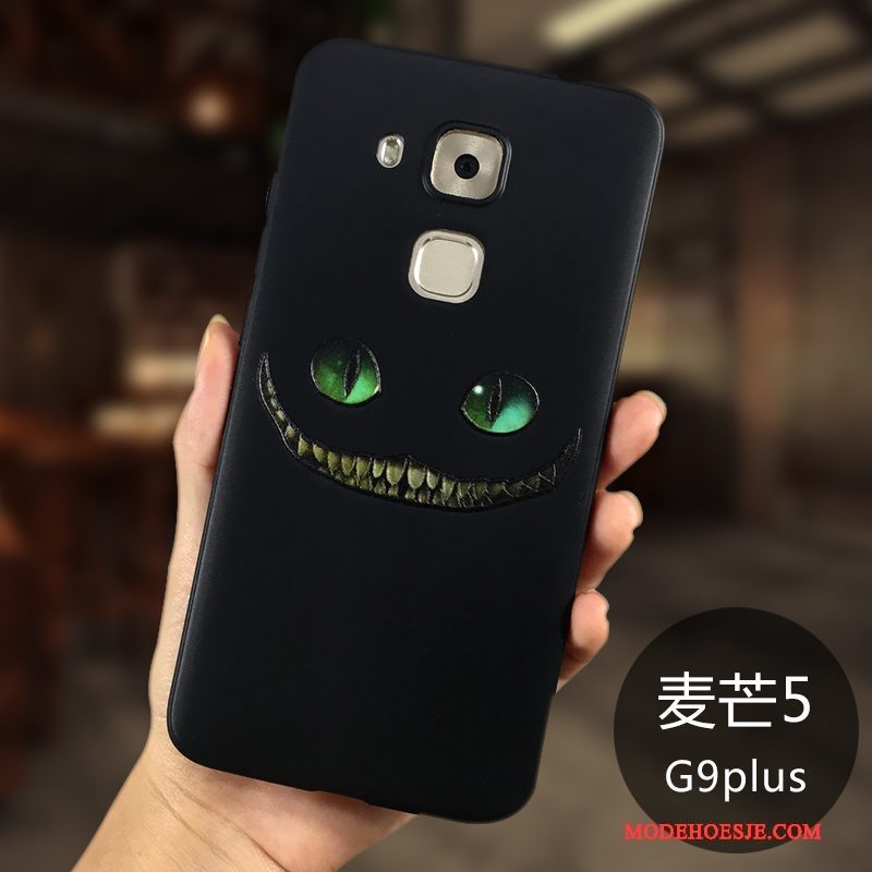 Hoesje Huawei G9 Plus Siliconen Schrobben Dun, Hoes Huawei G9 Plus Bescherming Zwarttelefoon