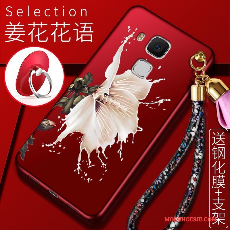 Hoesje Huawei G9 Plus Siliconen Schrobbentelefoon, Hoes Huawei G9 Plus Scheppend Rood Nieuw