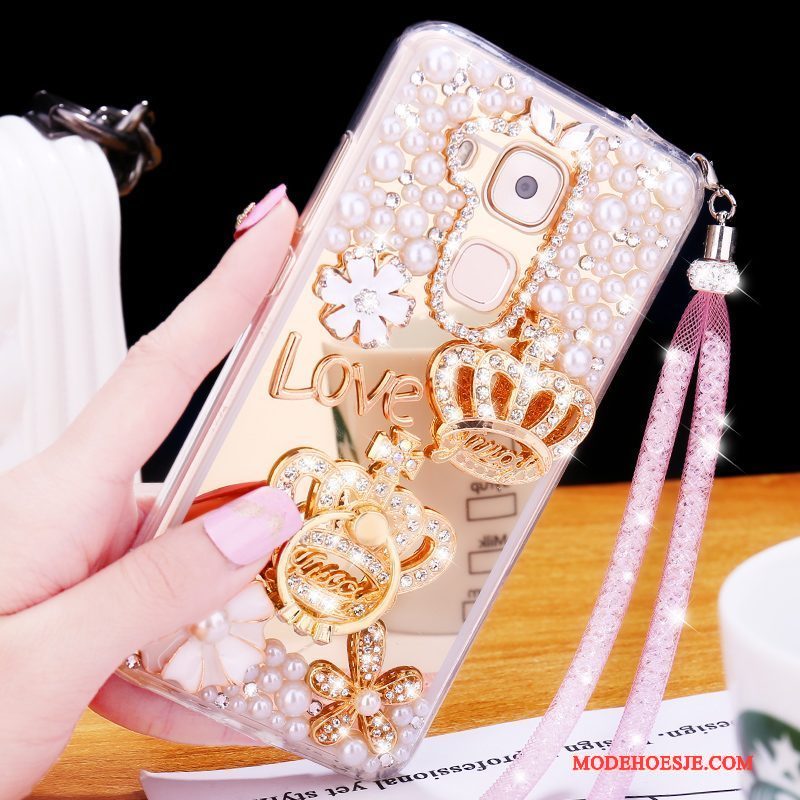 Hoesje Huawei G9 Plus Zacht Anti-fall Roze, Hoes Huawei G9 Plus Strass Trendtelefoon