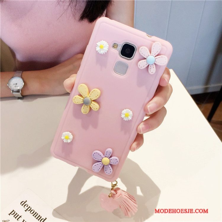 Hoesje Huawei G9 Plus Zacht Bloemen Trend, Hoes Huawei G9 Plus Bescherming Telefoon Roze