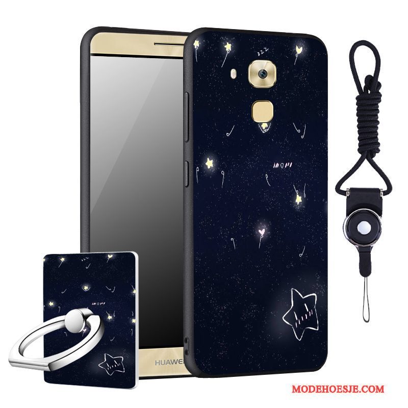 Hoesje Huawei G9 Plus Zacht Telefoon Donkerblauw, Hoes Huawei G9 Plus Zakken Anti-fall