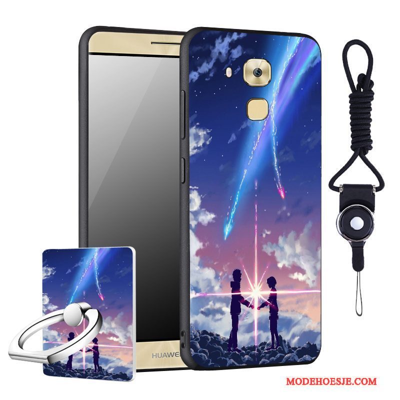 Hoesje Huawei G9 Plus Zacht Telefoon Donkerblauw, Hoes Huawei G9 Plus Zakken Anti-fall