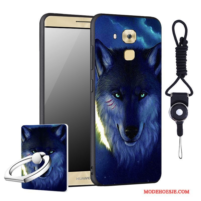 Hoesje Huawei G9 Plus Zacht Telefoon Donkerblauw, Hoes Huawei G9 Plus Zakken Anti-fall